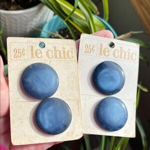 Vtg LeChic Lg Blue Shank Coat/Jacket Buttons New On Cards #402 Sz 55 **READ**